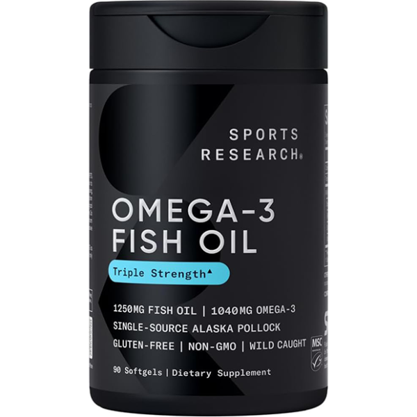 Sports Research omega-3 fish oil has no fishy aftertaste sports research omega3 fish oil is sustainably sourced Sports Research Omega 3 Fish oil softgels are pescatarian friendly, non-GMO verified, hexane, and gluten-free. Manufactured in the USA in a cGMP-compliant