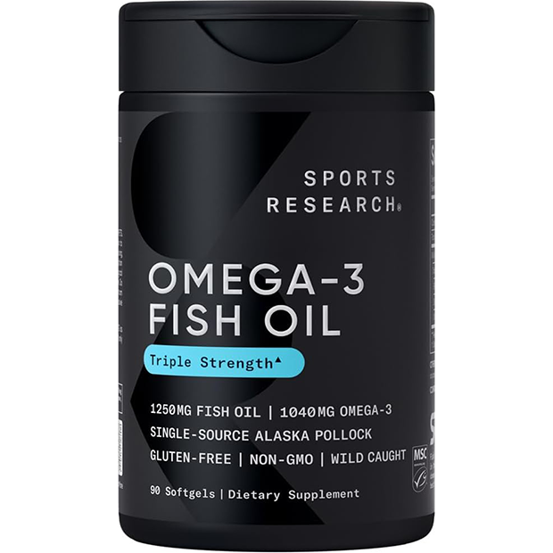 Sports Research omega-3 fish oil has no fishy aftertaste sports research omega3 fish oil is sustainably sourced Sports Research Omega 3 Fish oil softgels are pescatarian friendly, non-GMO verified, hexane, and gluten-free. Manufactured in the USA in a cGMP-compliant