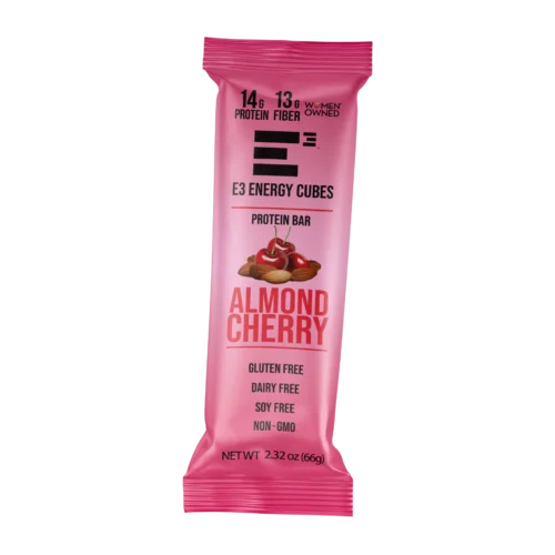 Almond Cherry E3 EnergyCubes, High-Fiber, All-Natural Protein Bars (12pack)