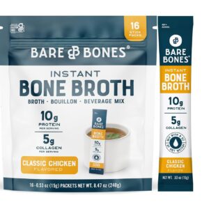 Bare Bones Classic Chicken Bone Broth Instant Powder Mix 16Packets