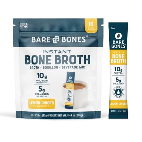 Bare Bones Lemon Ginger Bone Broth Instant Powder Mix 16Packets