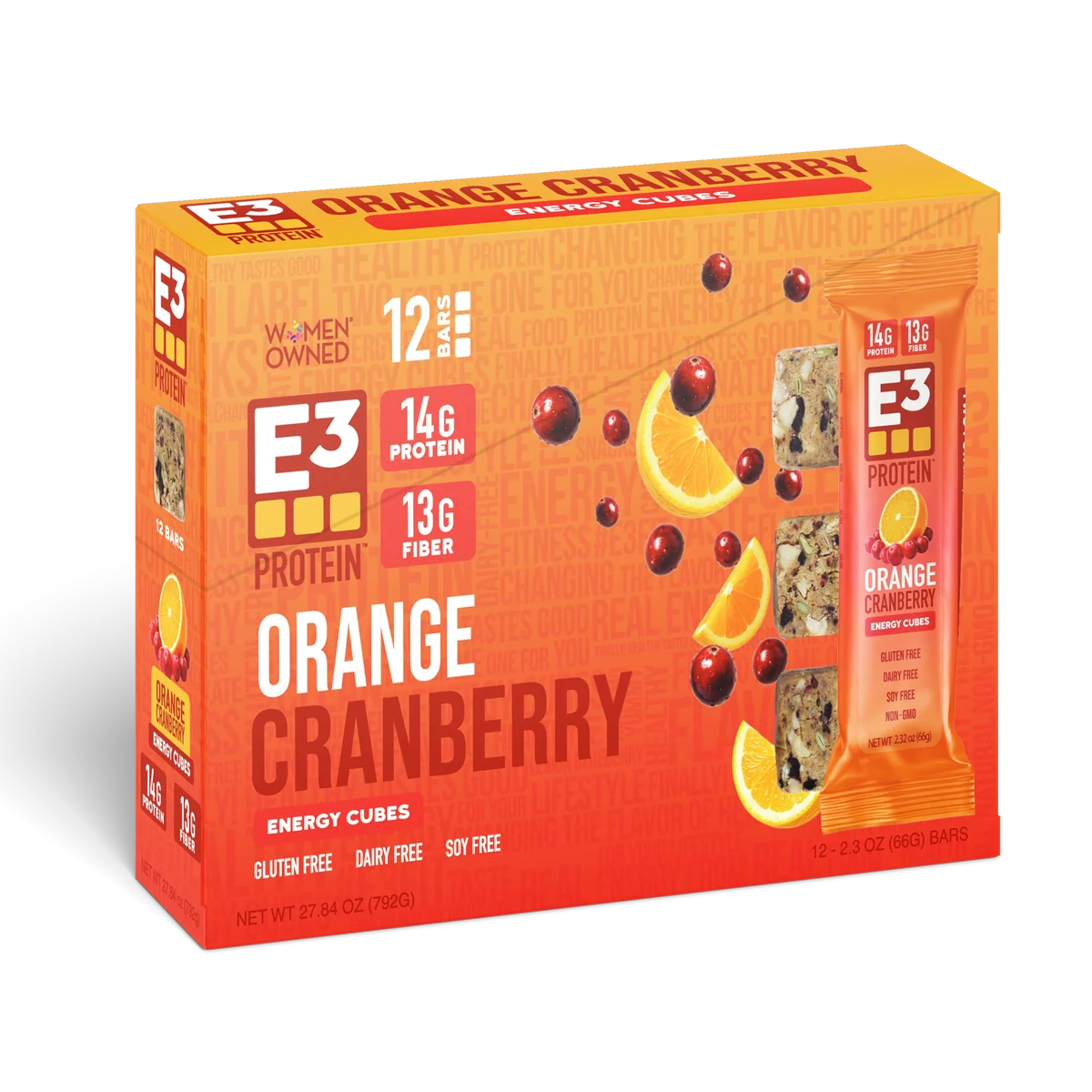 E3 Orange Cranberry protein bars box