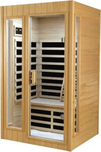 Kanlanth 2-person hemlock infrared sauna with side glass