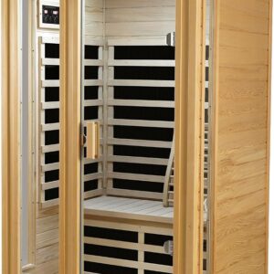 Kanlanth 2-person hemlock infrared sauna with side glass